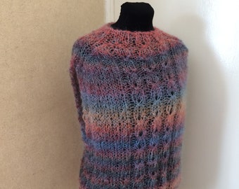 Hand Knitted Vest.Autumn Tank Top.Knit Sleeveless Sweater.Mohair Women's Accessory.Handmade Poncho.Knit Capelet.Winter Vest.Knit Clothes.