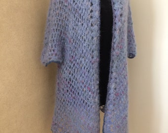 Crochet Mohair Vest Top.Lacy Waist Coat.Evening Poncho.Summer Top.Ladies Colourful Boho Vest.Knit Tunik.Crochet Cardigan.Knit Sweater Top.