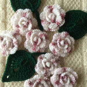 Crochet Flowers.Crochet Roses.Knitted Flowers.Hand Made Flowers Applications.Crochet Embellished Flowers.Crochet Craft Supplies.
