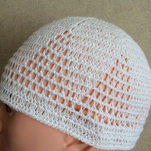 Crochet Summer Hat.Men&#39;s-Women&#39;s Short Beanie Cap.Knit Kufi Skull Cap.Crochet Linen Chemo Hat.Knit Mesh Kufi Hat.Crochet Beach Hat.Lace Cap.