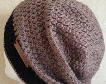 Crochet Autumn Hat.Skull Slouchy Hat.Crochet Men's Beanie Hat.Knit CASHMERE All Seasons Boho Beanie.Hand Crochet Accessory.Ladies Cap-Hat.