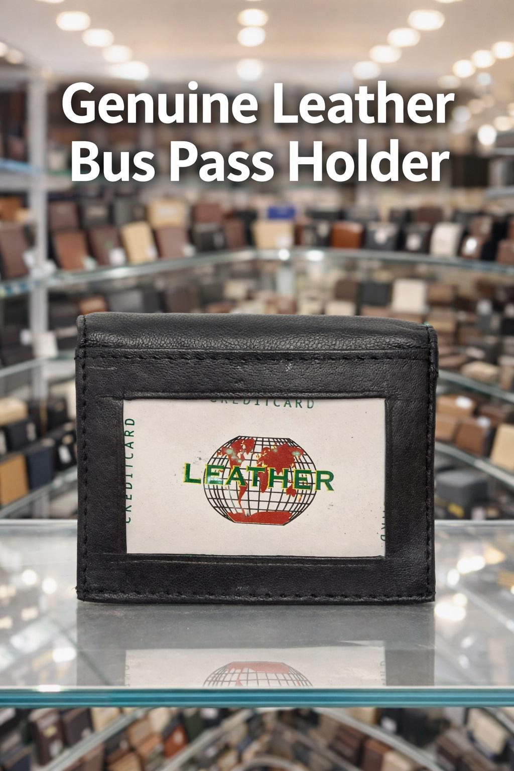 Pirates Bus & Train Pass Wallet ID Holder In Black Leather Ship Cannon Skull Gift Op - View #9