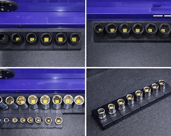 3/8” Magnetic Modular Socket Organizer Hi-Vis Socket Holder Custom Toolbox Socket Storage Mechanic Tool Organizer