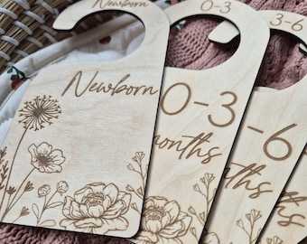 Wooden Baby Floral Wardrobe Dividers - Wildflower Nursery Closet Organisers