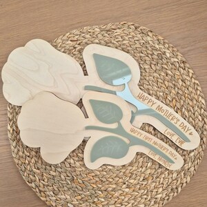 First Mother's Day Flower Baby Handprint Keepsake - Personalised Wooden and Acrylic Newborn Plaque image 3
