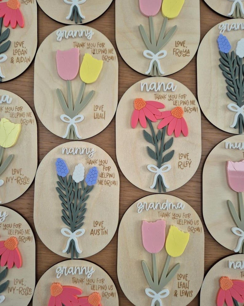 Personalised Floral Mother’s Day Magnet – “Thank You for Helping Me Grow” Mothering Sunday Gift image 8