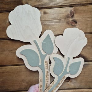 First Mother's Day Flower Baby Handprint Keepsake - Personalised Wooden and Acrylic Newborn Plaque image 6
