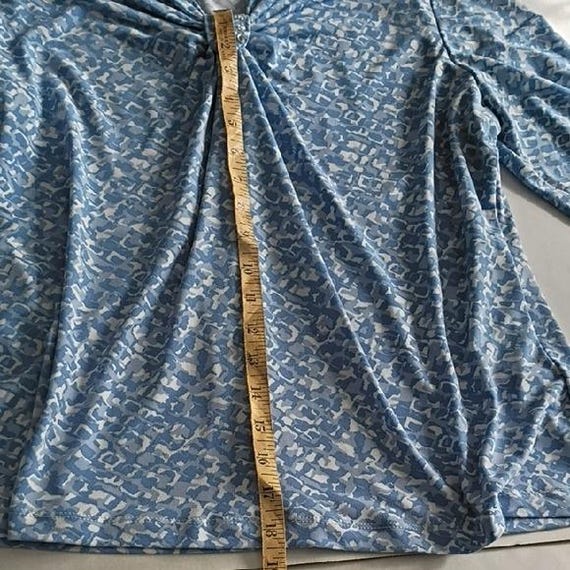 Ruby Rd. Light Blue Patterned Blouse Long Sleeve … - image 6