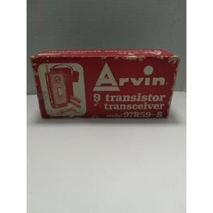 1967 Arvin 9 Transistor Transceiver Walkie Talkie Model 97R59-S w pudełku z uchwytem