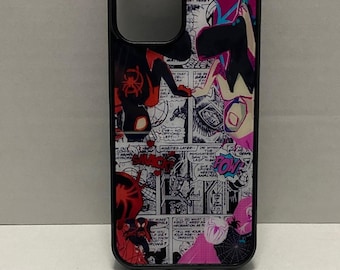 Funda de teléfono estilo cómic Spiderman - Negra y rosa para iPhone 15