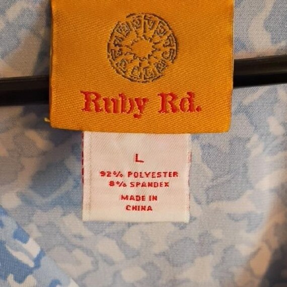Ruby Rd. Light Blue Patterned Blouse Long Sleeve … - image 2