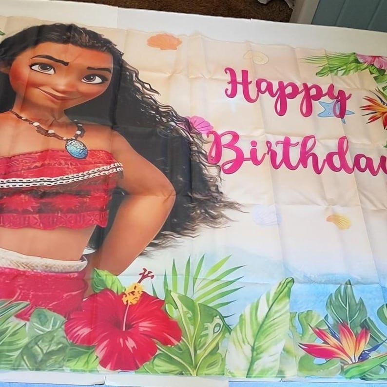 Moana fabric birthday banner image 1