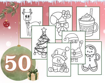 Christmas Coloring Pages for Kids | 50 Printable Holiday Coloring Sheets PDF | Cute Christmas activity