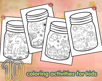Printable Coloring Pages Set of 10 | Fun Nature & Animal Designs | Instant Digital Download for Kids