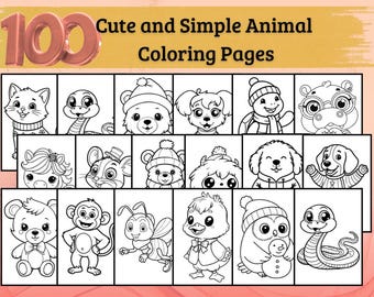 100 Cute Animal Coloring Pages | Printable Kids Coloring Pages | Preschool & Kindergarten Activity PDF