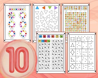 Preschool Worksheets Bundle | 10 Brain Games & Visual Perception Activities | Printable Brain Games for Kids PDF