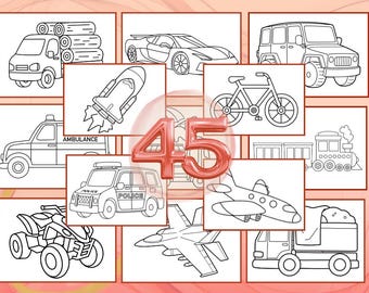Vehicle Coloring Pages for Kids | 45 Printable Transportation Worksheets | Cars, Trucks, Planes & Boats