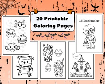 Halloween Coloring Pages for Kids | 20 Cute Printable Halloween Coloring Sheets | PDF Digital Download
