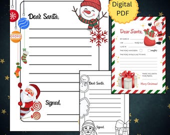Christmas Wish List Printable for Kids | 3 Pack Santa Wish List Templates | Christmas Gift List PDF | Holiday Activity for Children
