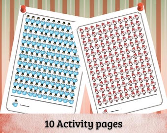 Christmas Find the Different Worksheets for Kids | 10 Visual Discrimination Activity Pages | Preschool Kindergarten Printable