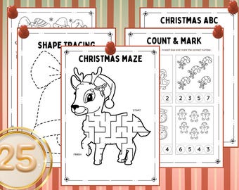 Christmas Activity Worksheets for Kids | 25 Printable Holiday Activities| Preschool & Kindergarten Christmas Activities