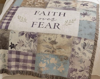 Mothers Day Gift Christian Gift For Mom Faith Over Fear Blanket Inspirational Blanket Religious Gift For Her Encouragement Gift Cozy Throw