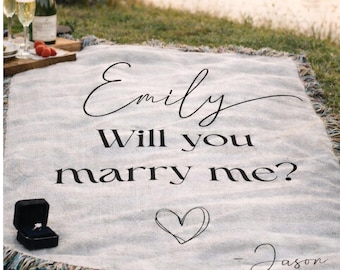 Personalized Will You Marry Me Blanket Custom Engagement Proposal Gift For Her Romantic Beach Proposal Blanket Engagement Keepsake Decor