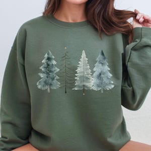 Christmas tree sweatshirt in a neutral, minimalist design, cozy winter outfit idea for women, holiday gift for mom, and stylish crewneck for festive gatherings or lounging. Minimalist Christmas Tree Sweatshirt Women Cozy Holiday Crewneck Gift For Mom Neutral Winter Outfit Cozy Holiday Office Party Sweater Gift