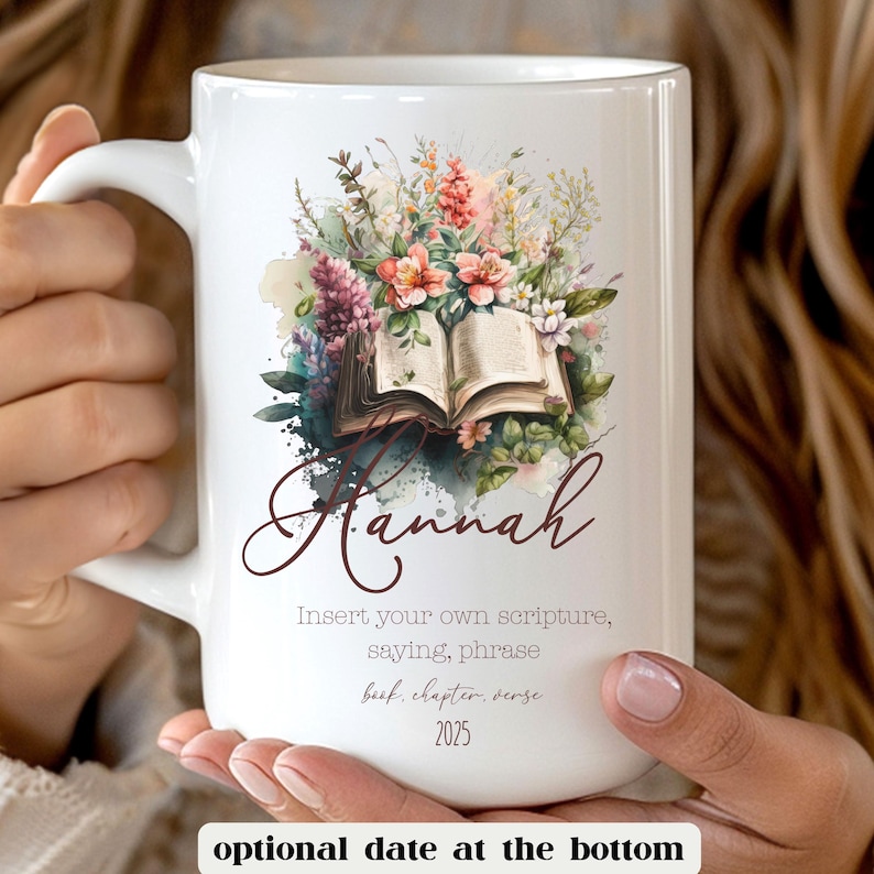 Christian Gift Collection Personalized Scripture Mug Bible Verse Feature Custom Name Design Religious Coffee Cup Faith Inspired Drinkware Morning Devotional Accessory Prayer Time Companion Spiritual Encouragement Daily Inspiration Beautiful