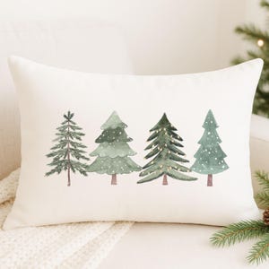 Winter Pillow Cover Christmas Tree Pillow Neutral Holiday Cushion Minimalist Woodland Decor Cozy Winter Accent Pillow Farmhouse Xmas Pillow