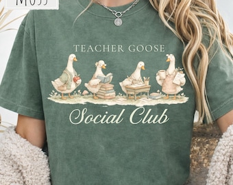 Back To School Teacher Shirt Cute Teacher Goose Shirt Teacher Goose Social Club Tee Elementary Teacher Gift Reading Teacher Tee