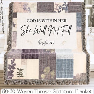Scripture Throw Blanket Gift For Her Cotton Bible Verse Textile Prayer Christian Home Decor Accessory Floral Inspirational Gift Personalized