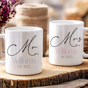 Personalized Mr and Mrs Mugs Custom Couple Coffee Mugs Wedding Gift Newlywed Gift Bridal Shower Anniversary Gift