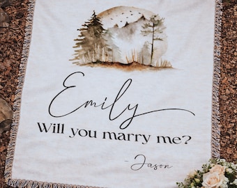 Will You Marry Me Blankets & Throws Proposal Backdrop Keepsake Personalized Marriage Throw Cotton Mountain Engagement Surprise Gift Idea