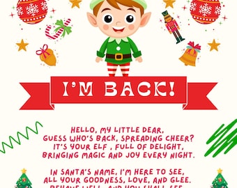 Carta de regreso de un elfo / Imprimible navideño para niños