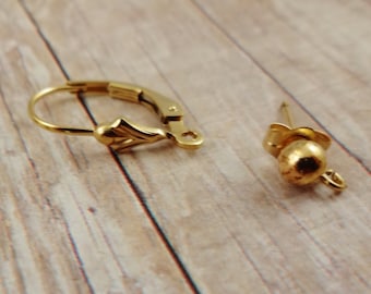 Earring Upgrade: 14k Gold Fill or Sterling Silver Lever Backs, 4mm Ball Posts