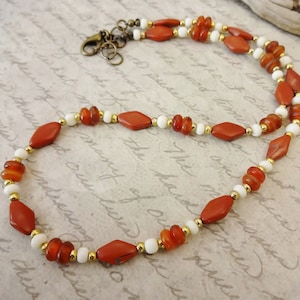 Red Jasper Bone and Horn Necklace, Boho Style Natural Stone, Unisex Jewelry, One of a Kind Jewelry