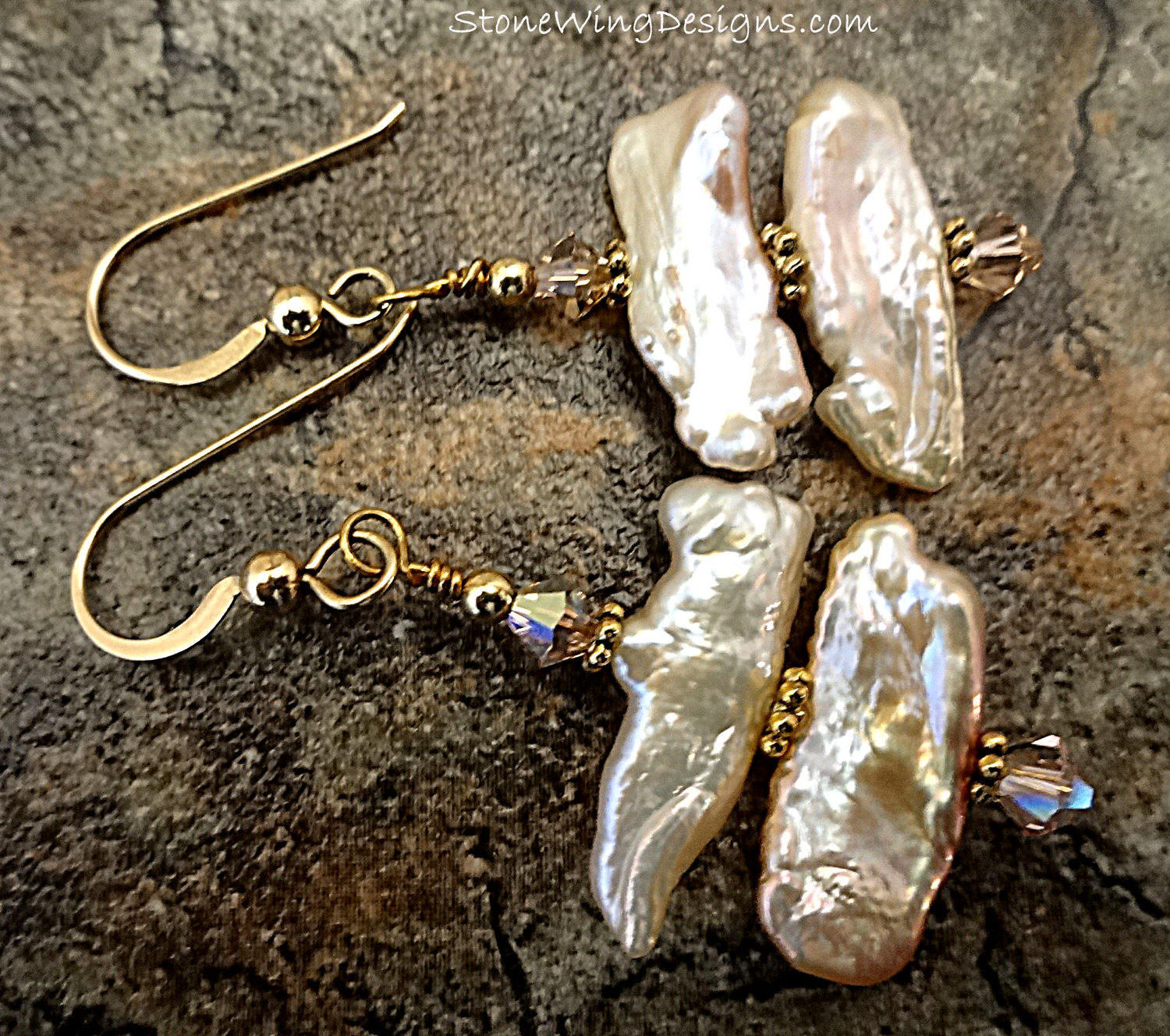 Pearl Earrings, Biwa Pearl Earrings, Blush Earrings, Pink Earrings