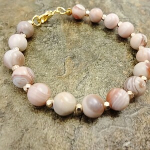 Pink Opal Gemstone Bracelet, October Birthstone Jewelry, Opal Bracelet, Pink Jewelry, Pink Stone, Gift for Her