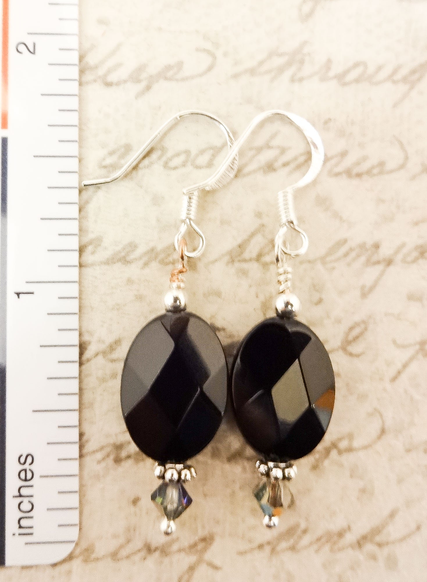 Black Onyx Faceted Ovals Earrings, Black Gemstone Earrings, Black and ...