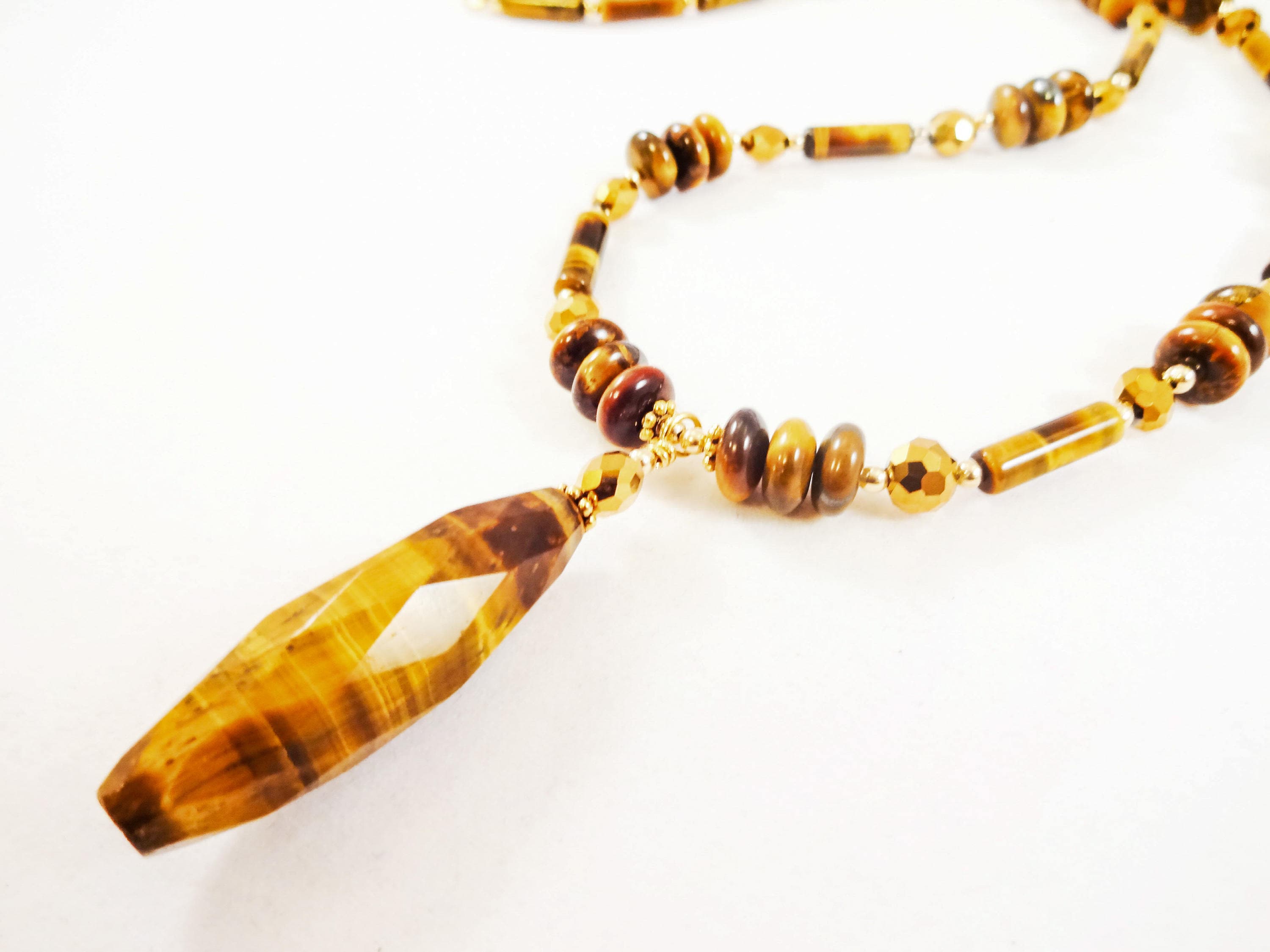 Tiger S Eye Necklace Tigers Eye Gemstone Necklace Brown Stone Pendant