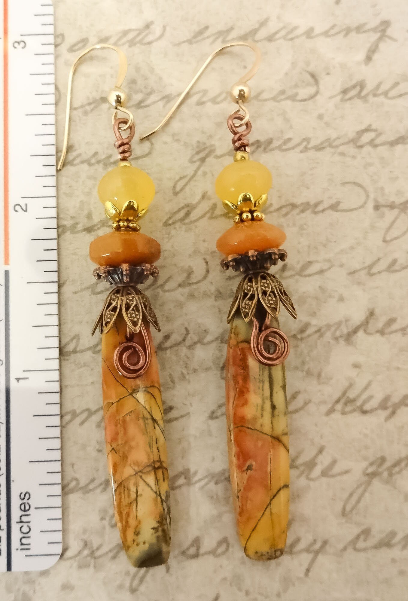 •LUNA• citrine + red creek jasper gold earrings