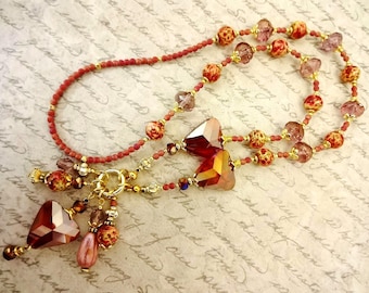 Red Crystal and Glass Necklace