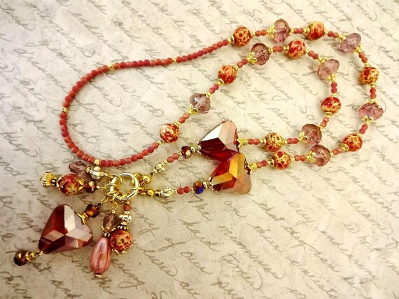 Red Crystal and Glass Necklace