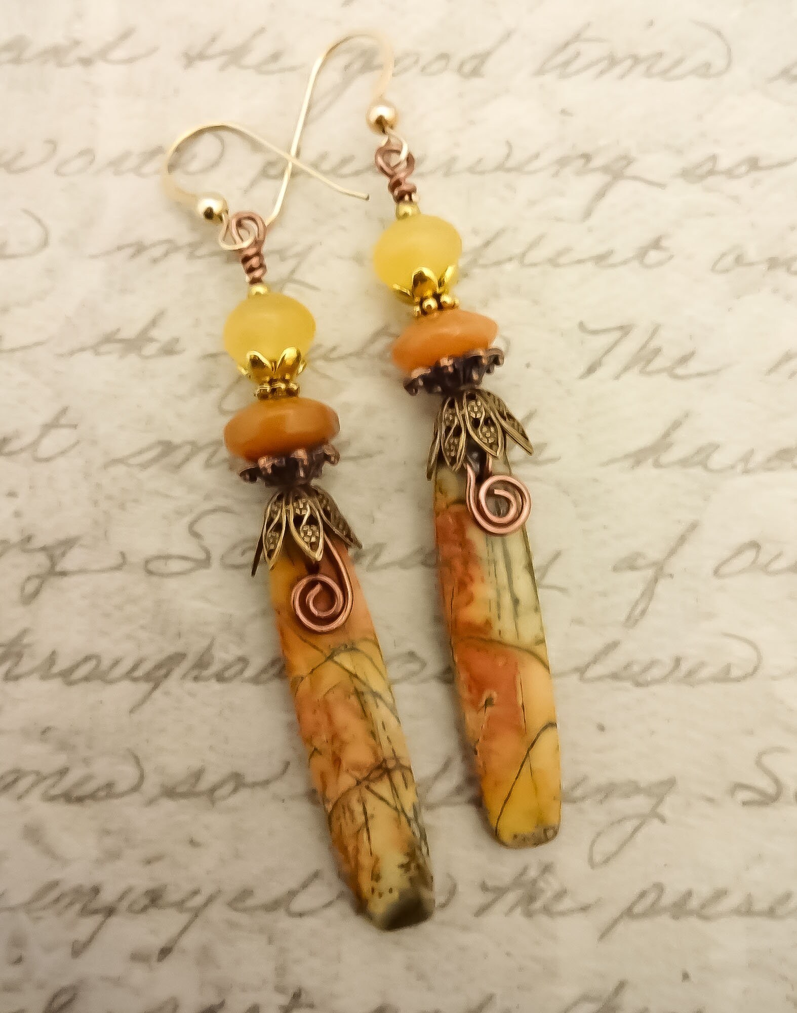 •PORTAL• red creek jasper tower + gold earrings