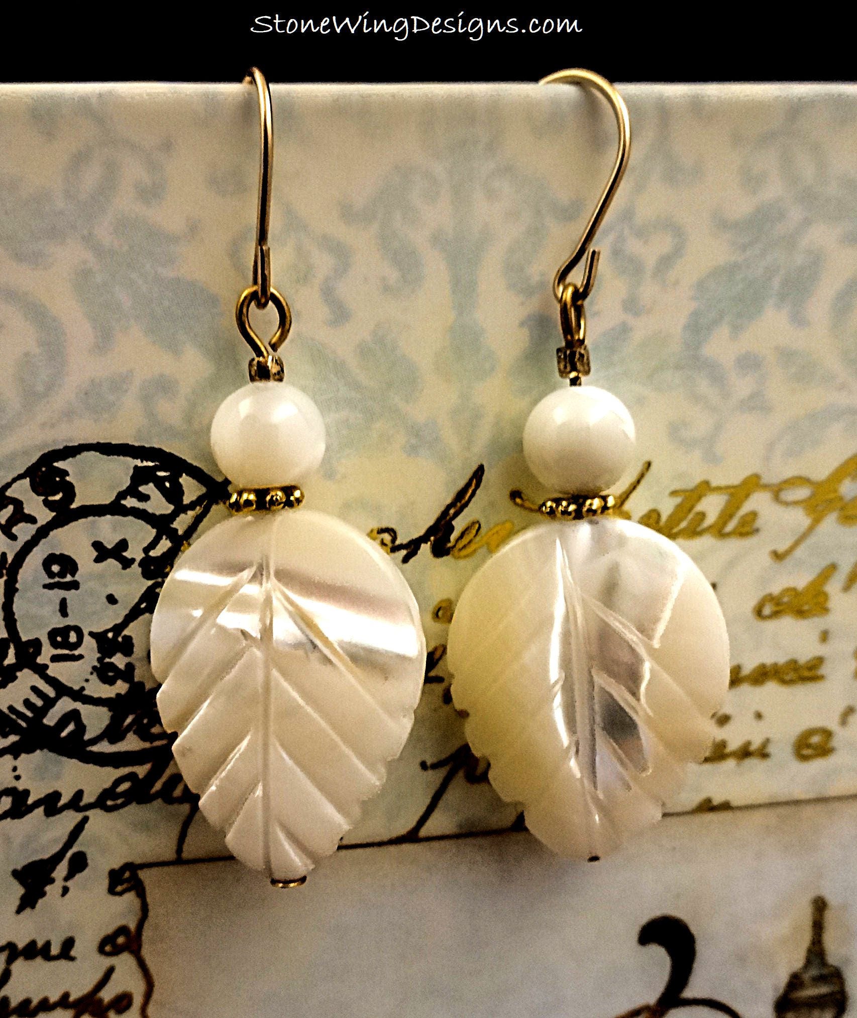 Mother of Pearl Leaf Earrings
