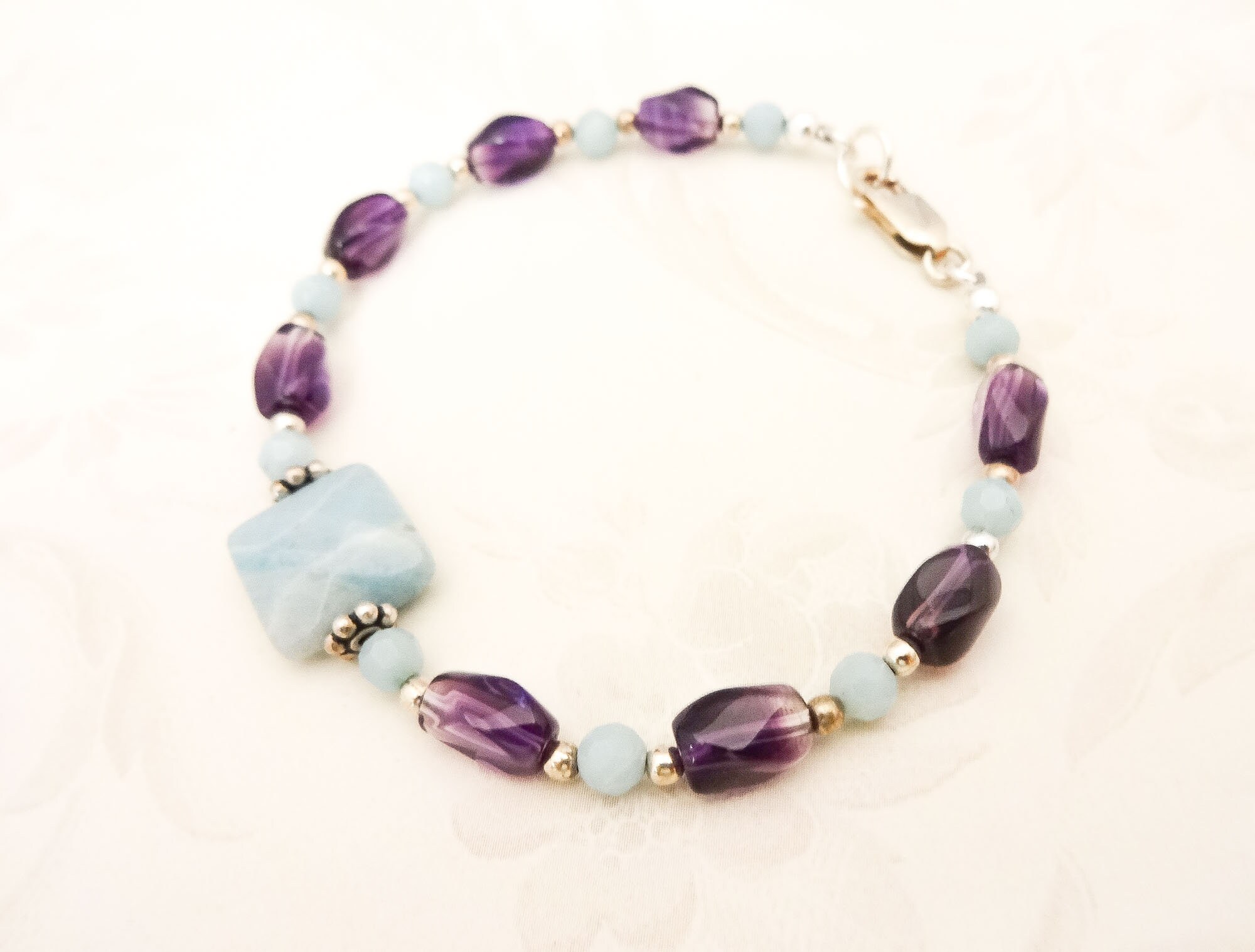 Amethyst and Amazonite Gemstone Bracelet, Amethyst - February ...