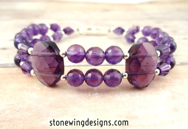 Purple Amethyst Gemstone Bracelet, Amethyst Jewelry, February ...