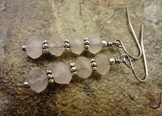 Rose Quartz Earrings, Pink Gemstone Earrings, Rose Quartz Jewelry, Gift for Her, Mother's Day Gift, Gift for Wife