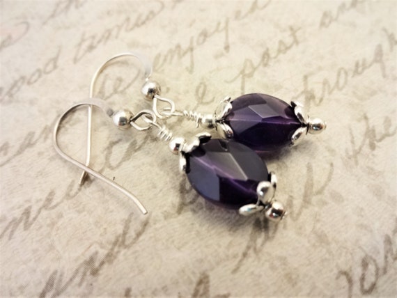 Amethyst Earrings, February Birthstone Jewelry, Purple Gemstone Earrings, Amethyst Jewelry, Gift for Her, Gift for Mom